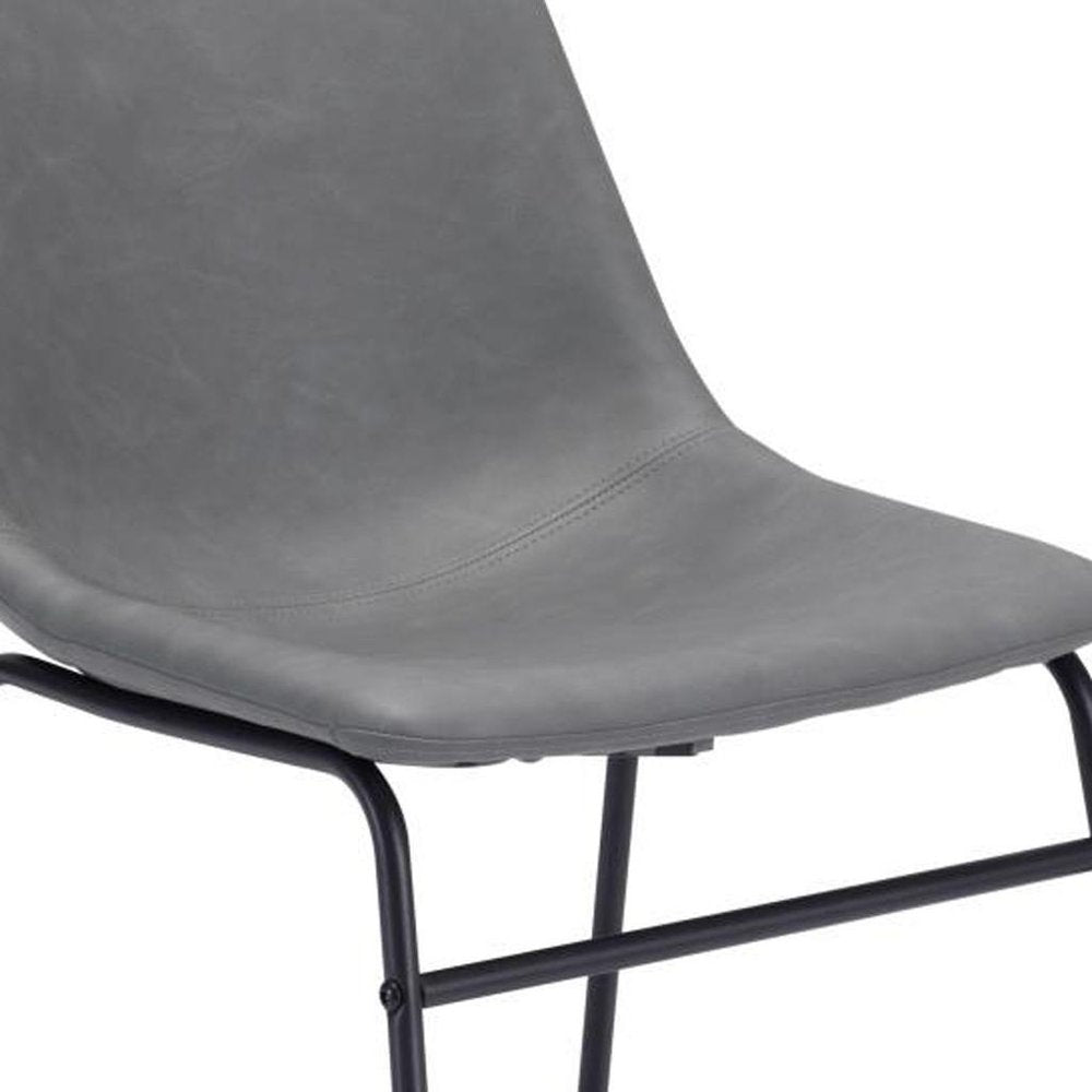 Set of Two Charcoal and Black Upholstered Velvet Dining Side Chairs