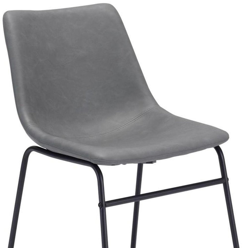 Set of Two Charcoal and Black Upholstered Velvet Dining Side Chairs