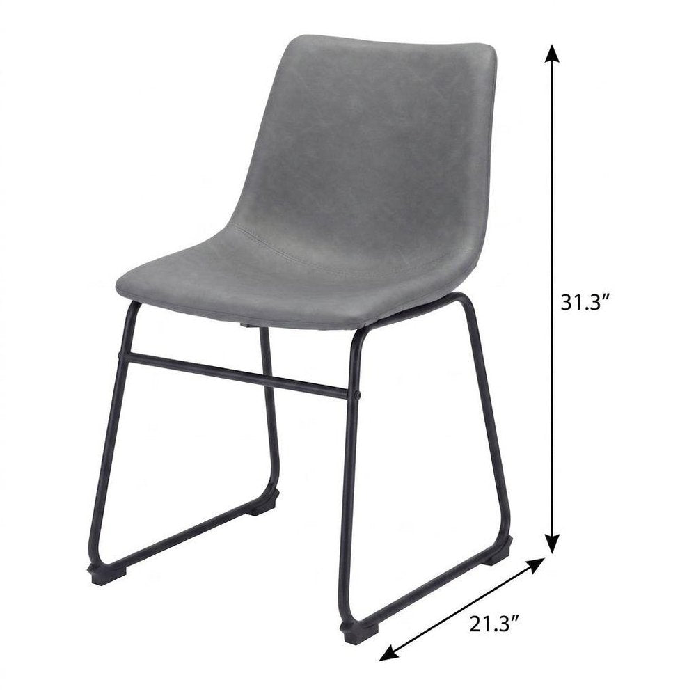 Set of Two Charcoal and Black Upholstered Velvet Dining Side Chairs