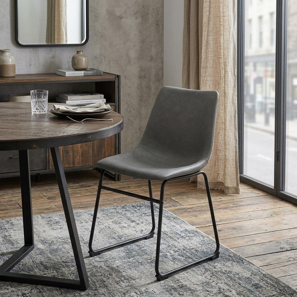 Set of Two Charcoal and Black Upholstered Velvet Dining Side Chairs