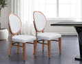 Set of Two Gray and Brown Upholstered Fabric King Louis Back Dining Side Chairs