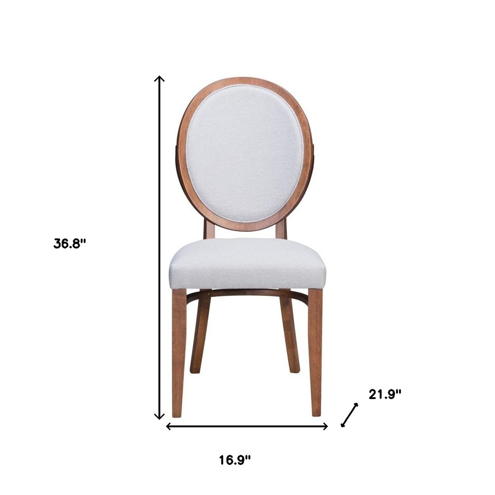 Set of Two Gray and Brown Upholstered Fabric King Louis Back Dining Side Chairs