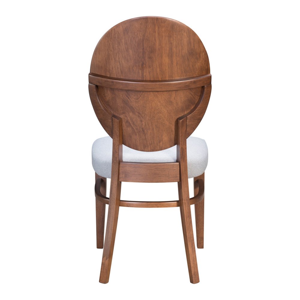 Set of Two Gray and Brown Upholstered Fabric King Louis Back Dining Side Chairs