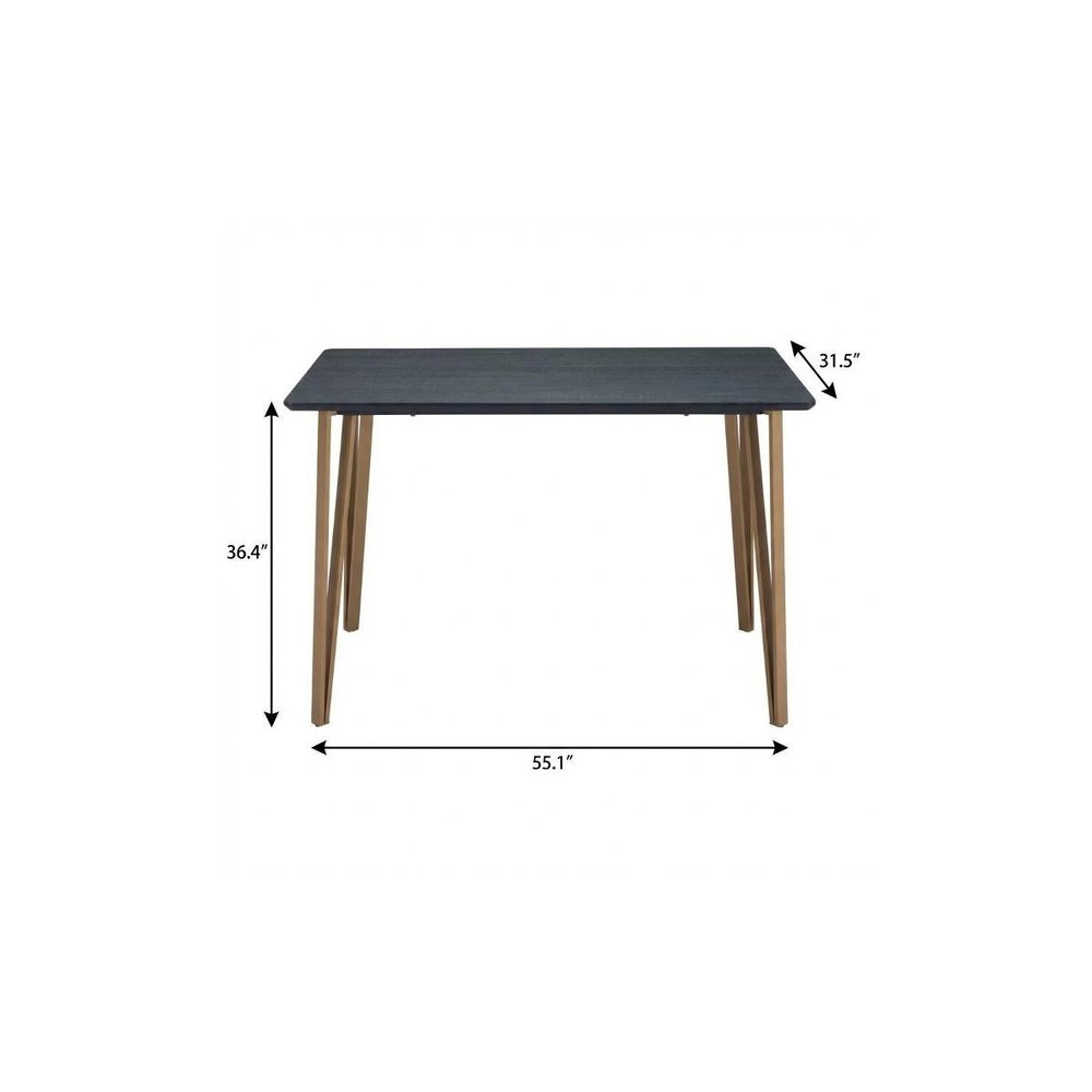 Black and Gold Wood and Steel Counter Height Dining Table - 55-inch