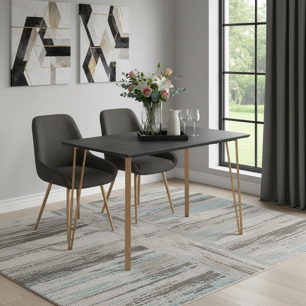 Black and Gold Wood and Steel Counter Height Dining Table - 55-inch