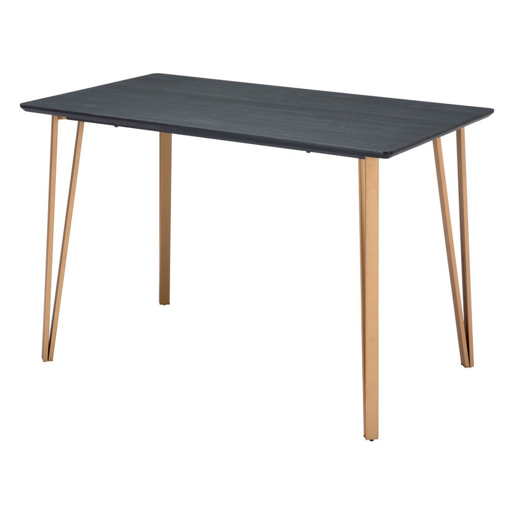 Black and Gold Wood and Steel Counter Height Dining Table - 55-inch