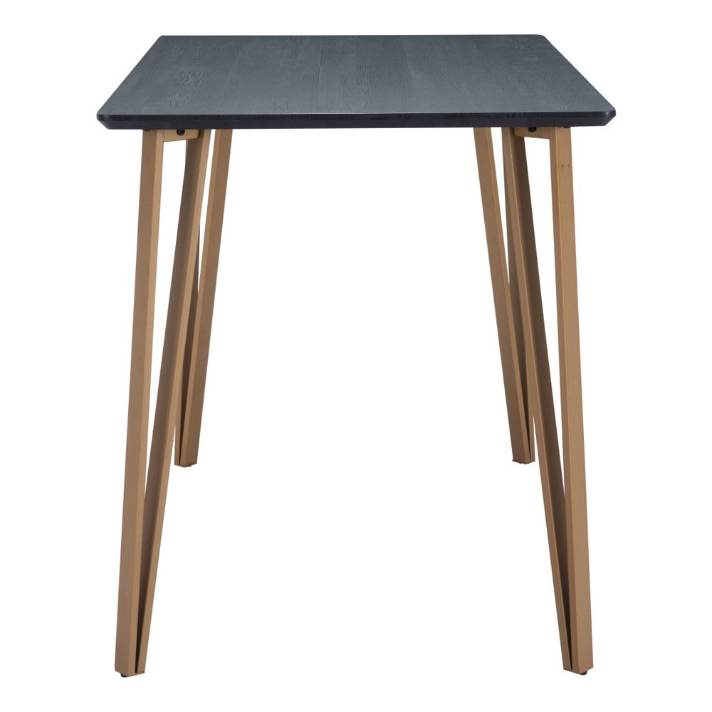 Black and Gold Wood and Steel Counter Height Dining Table - 55-inch