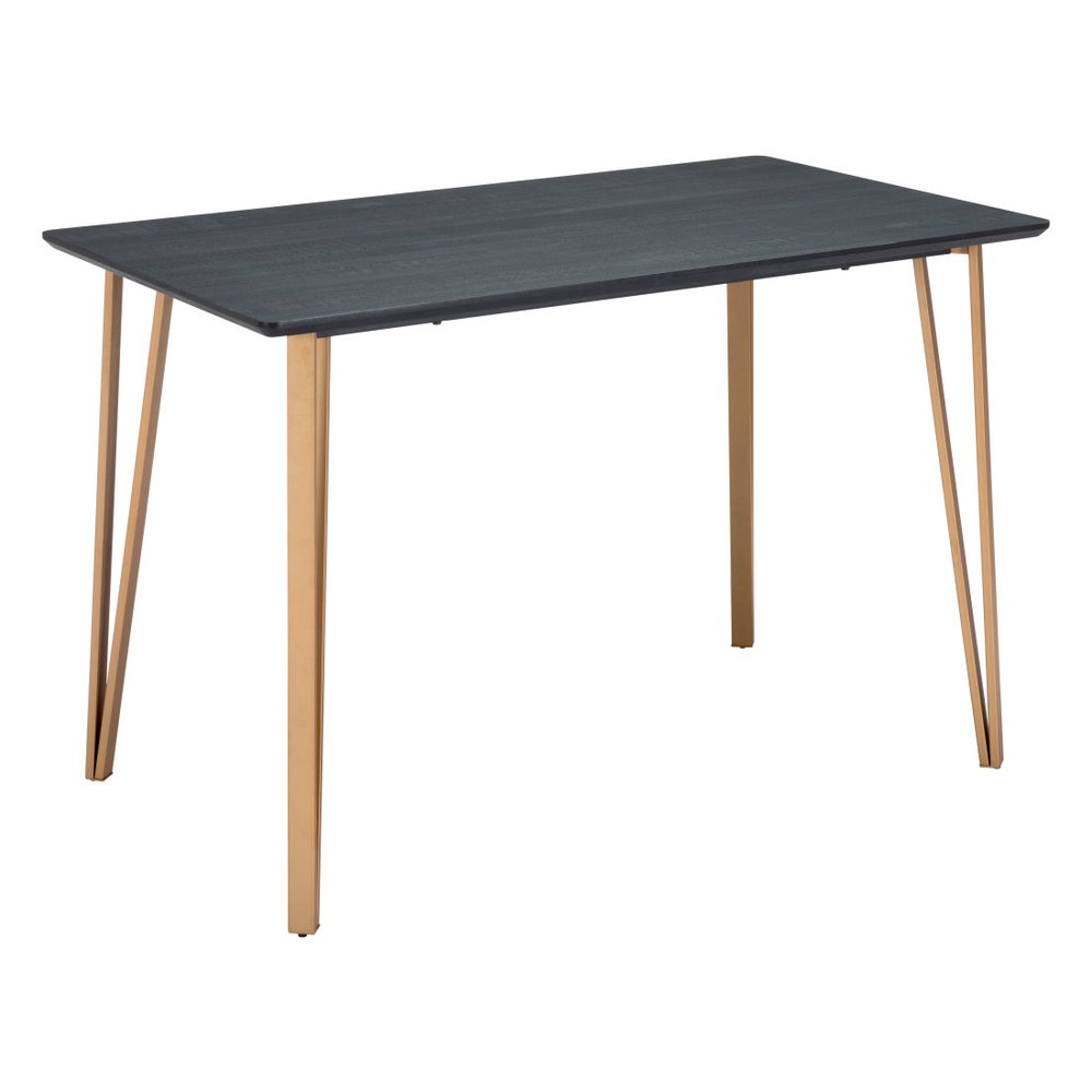 Black and Gold Wood and Steel Counter Height Dining Table - 55-inch