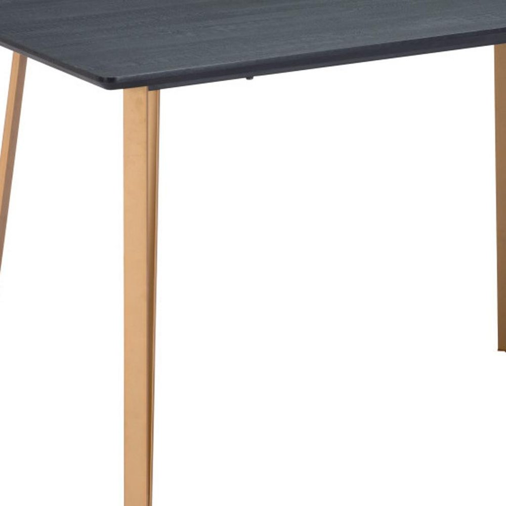 Black and Gold Wood and Steel Counter Height Dining Table - 55-inch