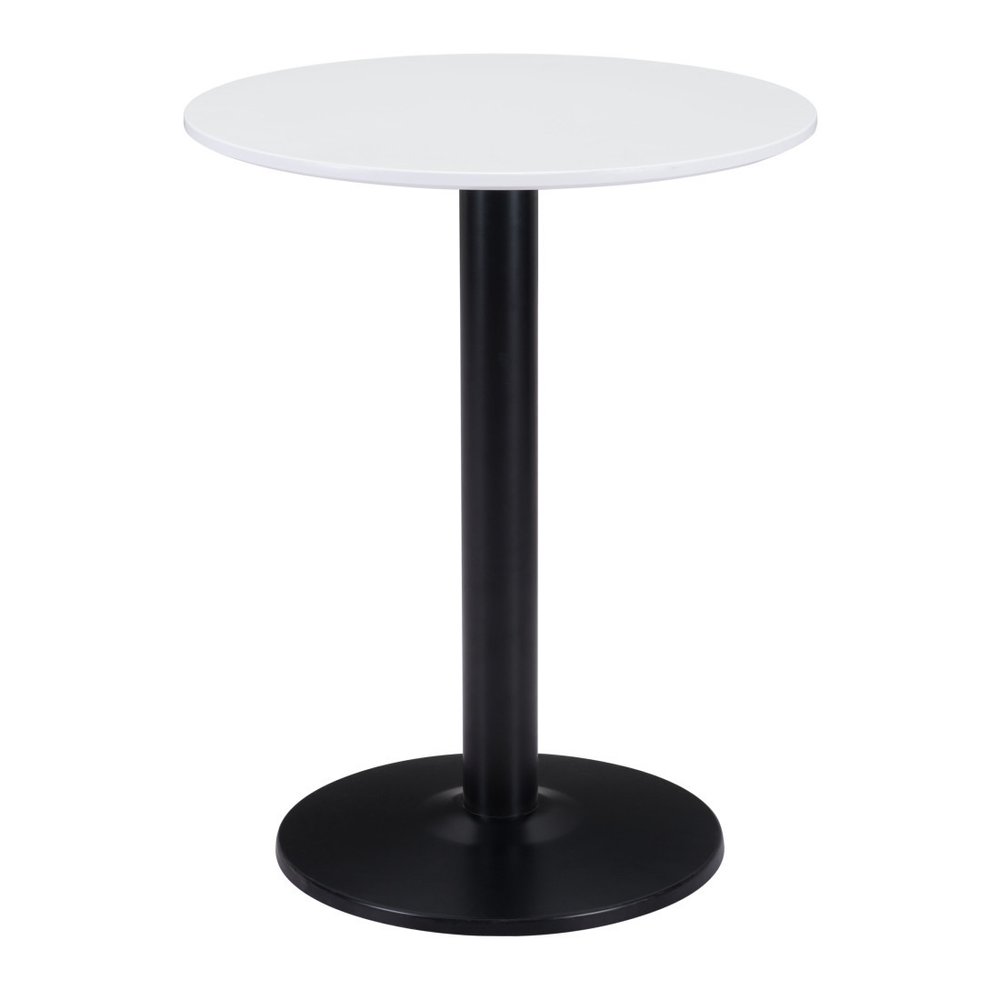 White and Black Wood and Steel Round Pedestal End Table - 30-inch