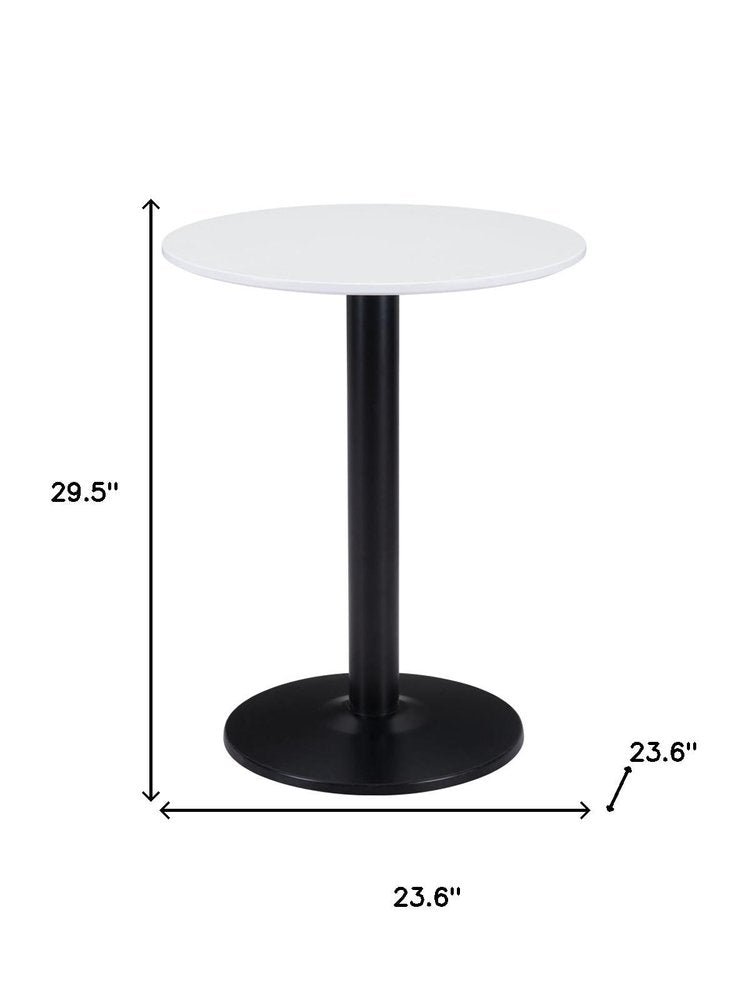 White and Black Wood and Steel Round Pedestal End Table - 30-inch