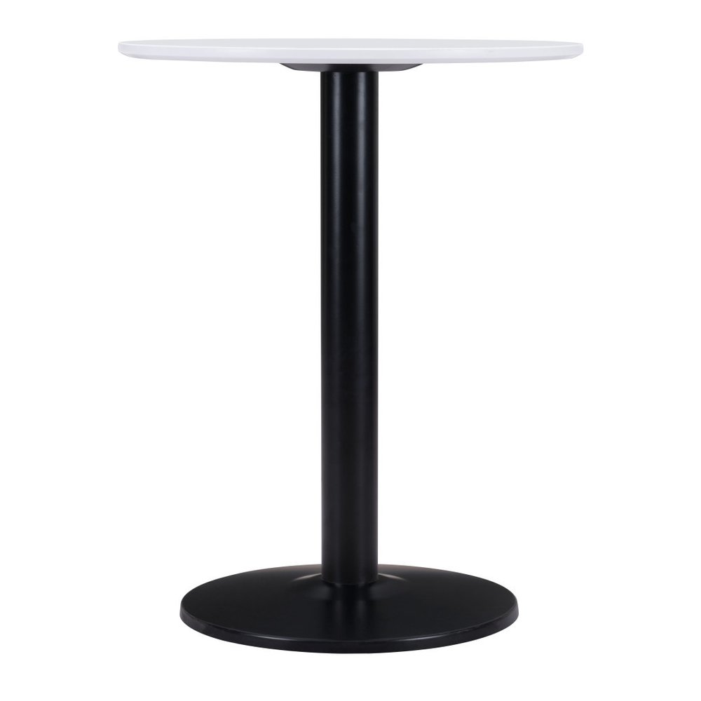 White and Black Wood and Steel Round Pedestal End Table - 30-inch