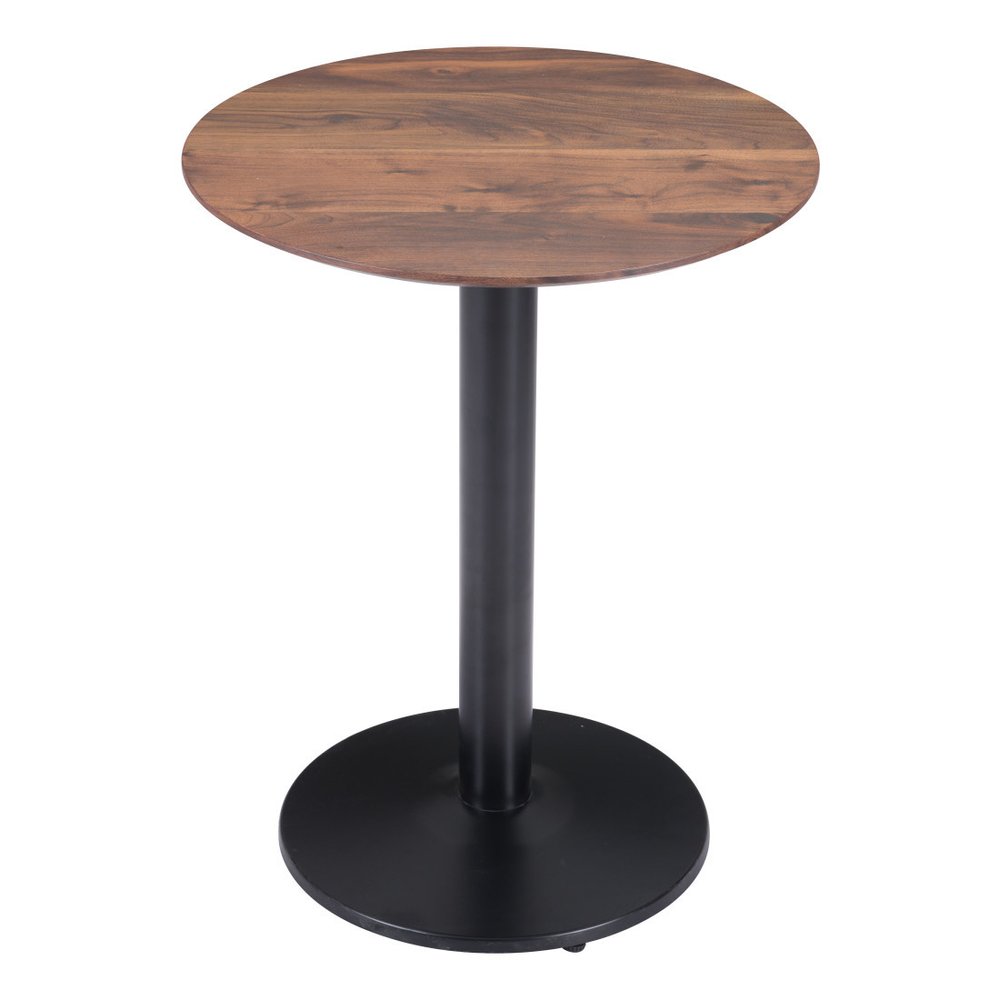 Black and Brown Wood and Steel Pedestal End Table - 30-inch