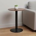 Black and Brown Wood and Steel Pedestal End Table - 30-inch