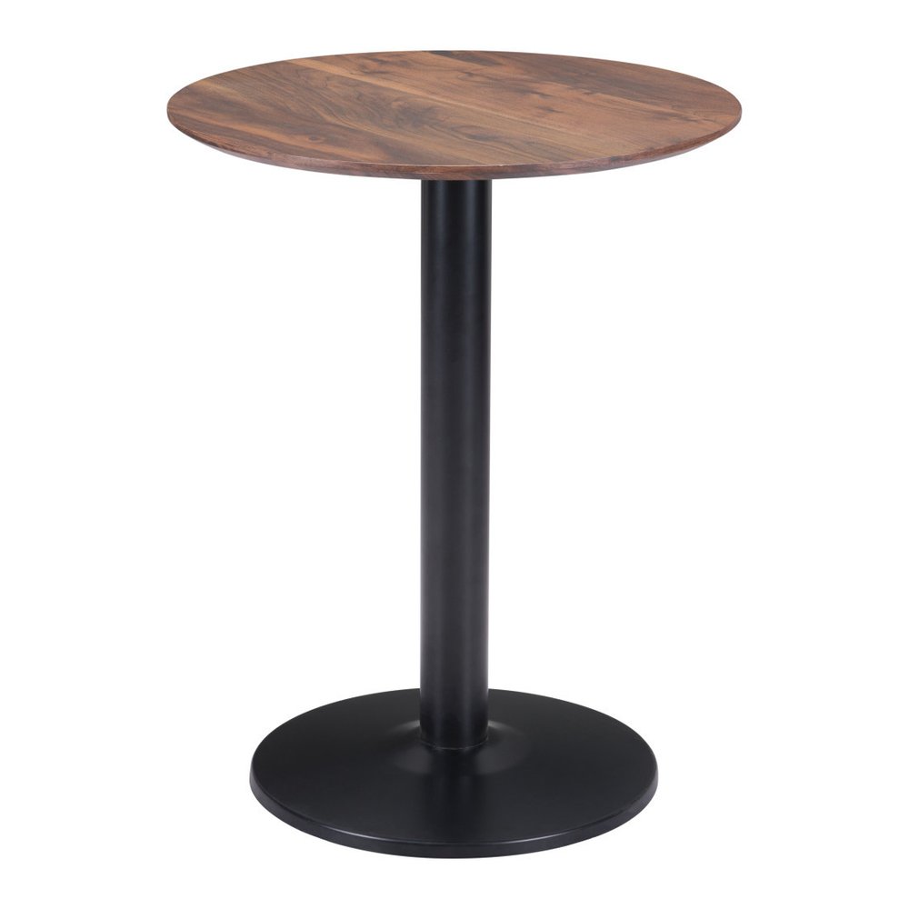 Black and Brown Wood and Steel Pedestal End Table - 30-inch