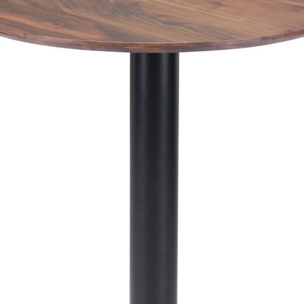 Black and Brown Wood and Steel Pedestal End Table - 30-inch
