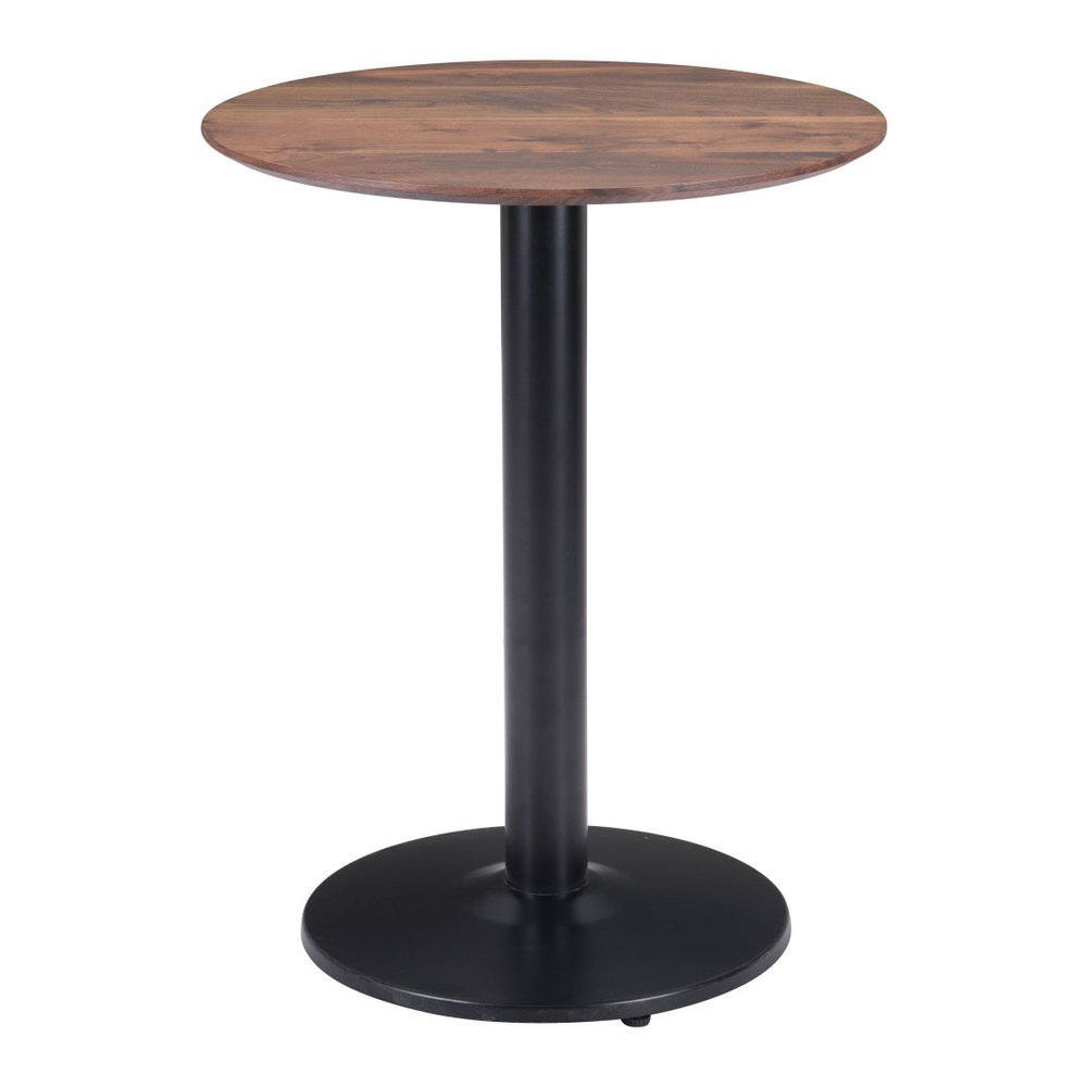 Black and Brown Wood and Steel Pedestal End Table - 30-inch