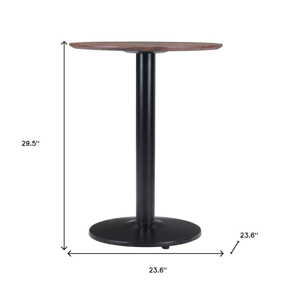 Black and Brown Wood and Steel Pedestal End Table - 30-inch
