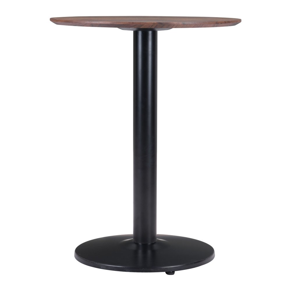 Black and Brown Wood and Steel Pedestal End Table - 30-inch