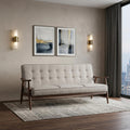 Beige Polyester Sofa with Brown Legs - 69-inch