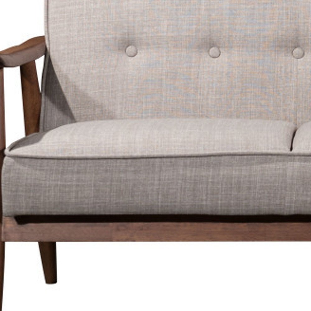Beige Polyester Sofa with Brown Legs - 69-inch