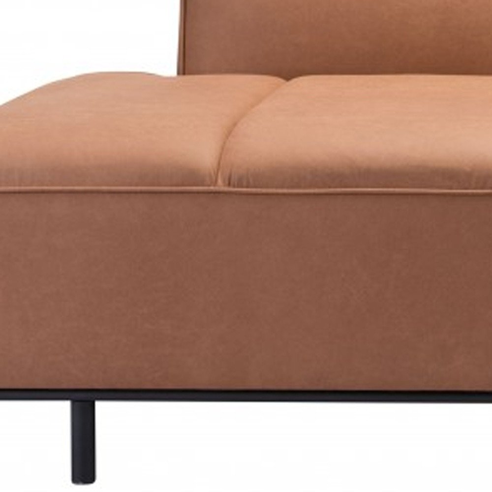 Brown Faux Leather Sofa with Black Legs - 79-inch