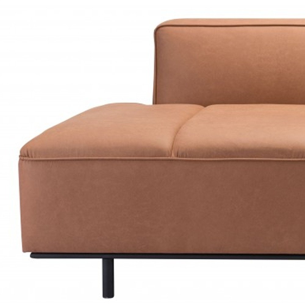 Brown Faux Leather Sofa with Black Legs - 79-inch