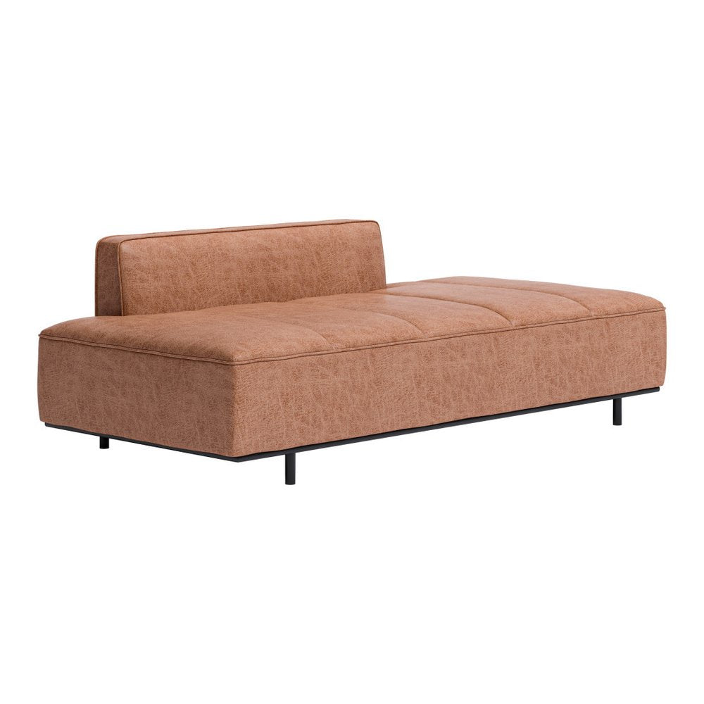 Brown Faux Leather Sofa with Black Legs - 79-inch