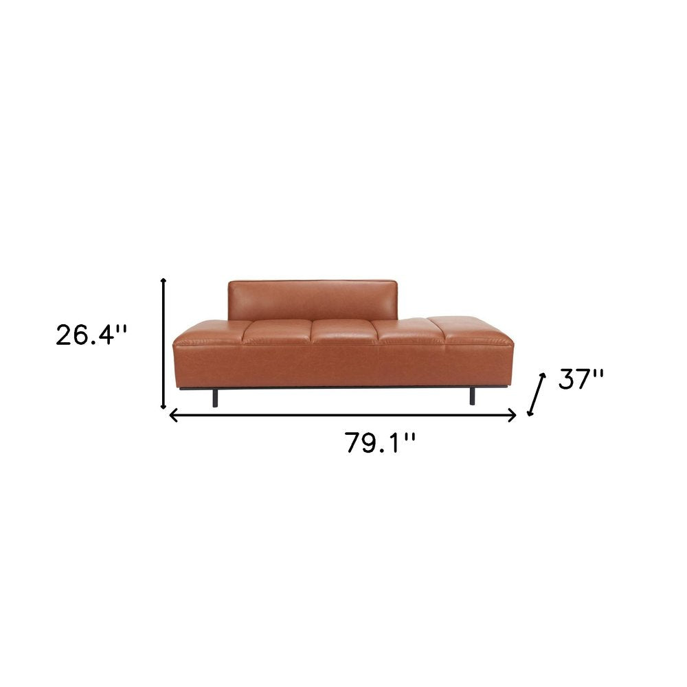 Brown Faux Leather Sofa with Black Legs - 79-inch