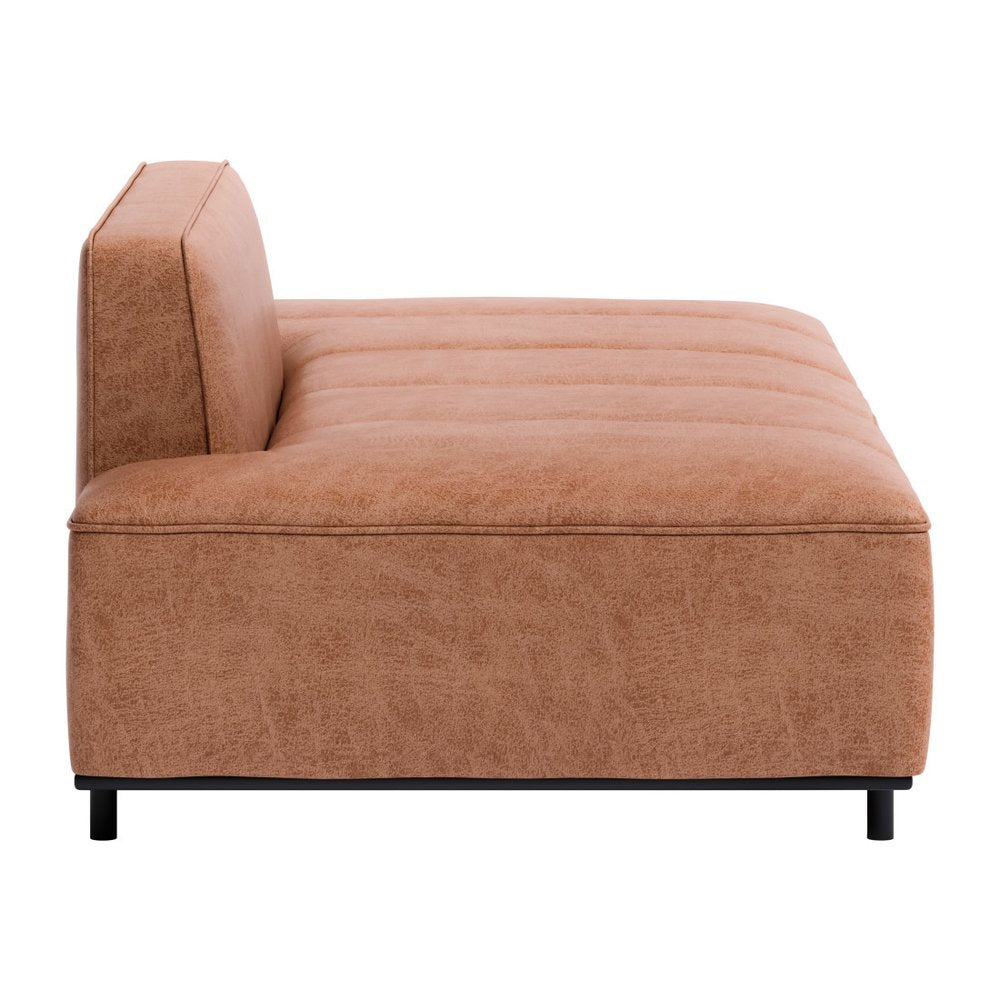 Brown Faux Leather Sofa with Black Legs - 79-inch