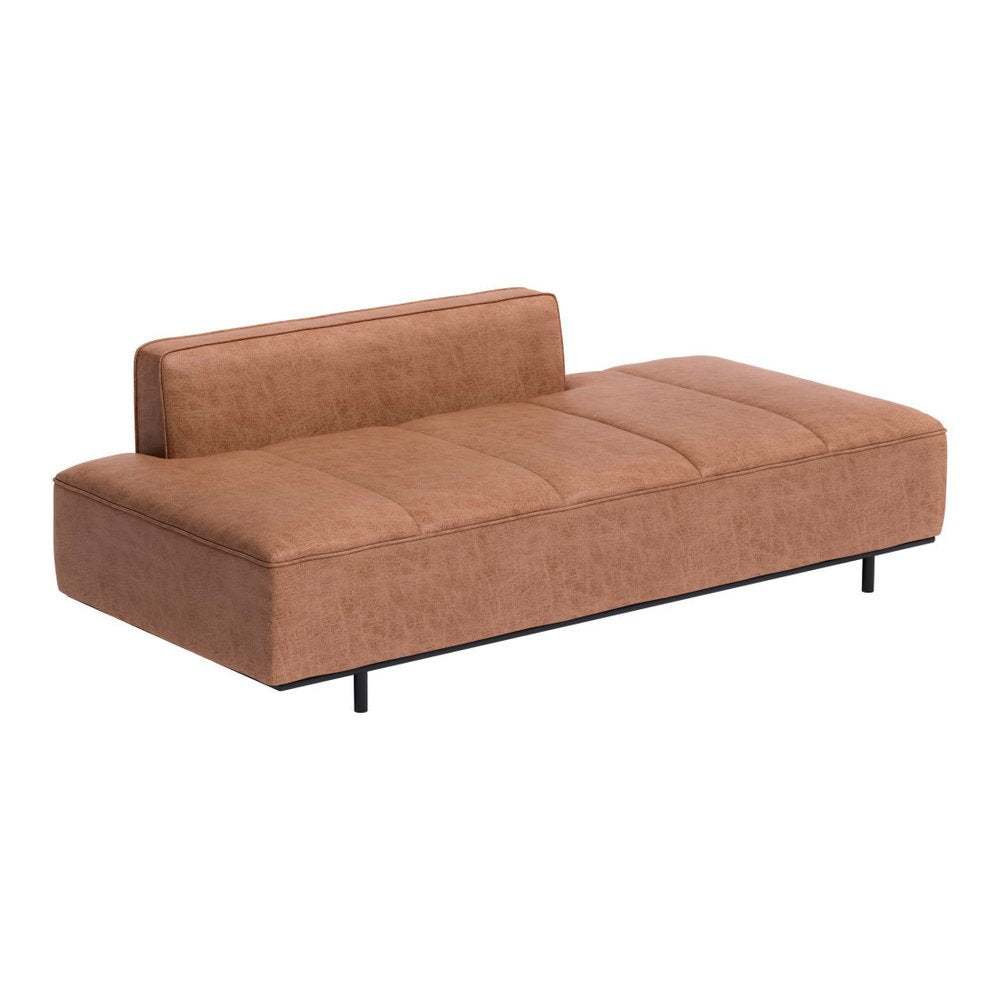Brown Faux Leather Sofa with Black Legs - 79-inch