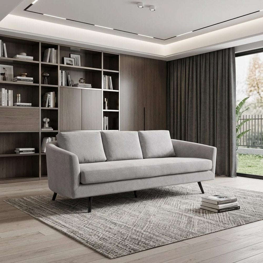 Gray Polyester Sofa with Black Legs - 79-inch