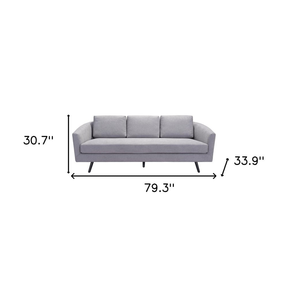 Gray Polyester Sofa with Black Legs - 79-inch