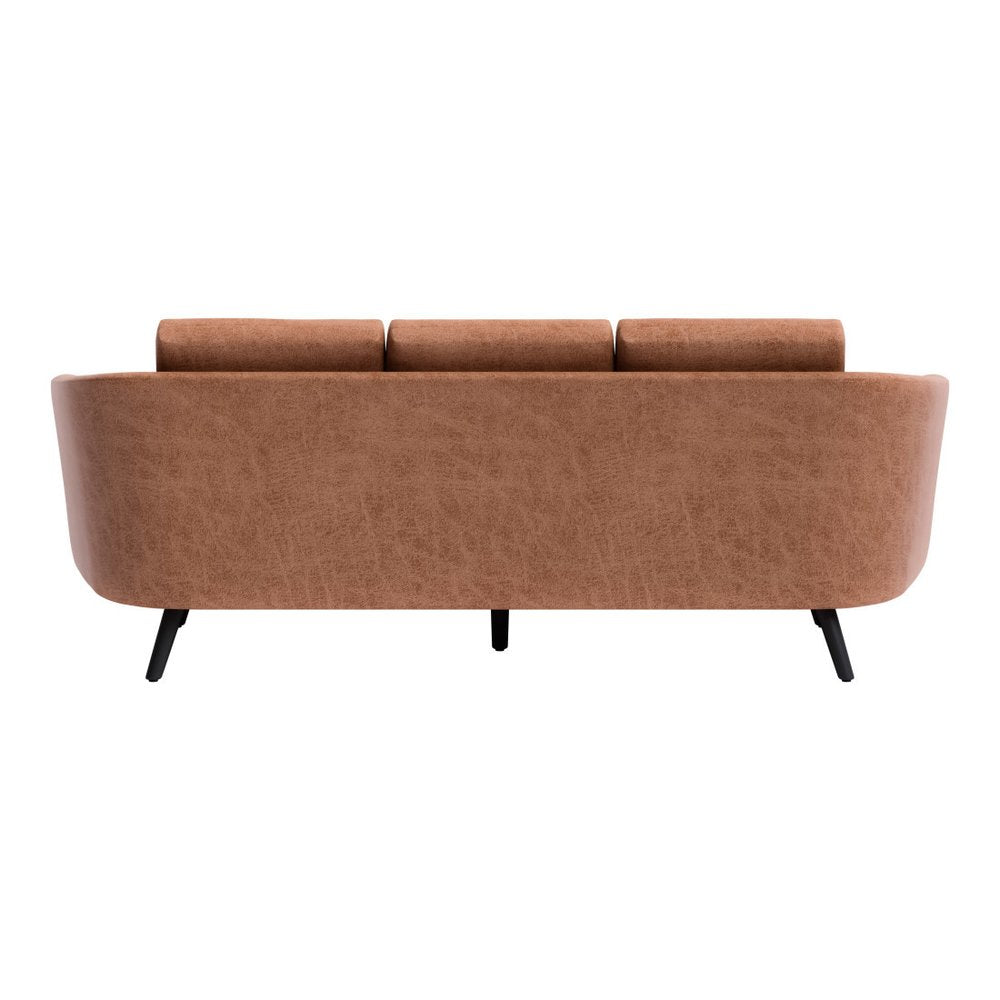 Brown Faux Leather Sofa with Black Legs - 79-inch