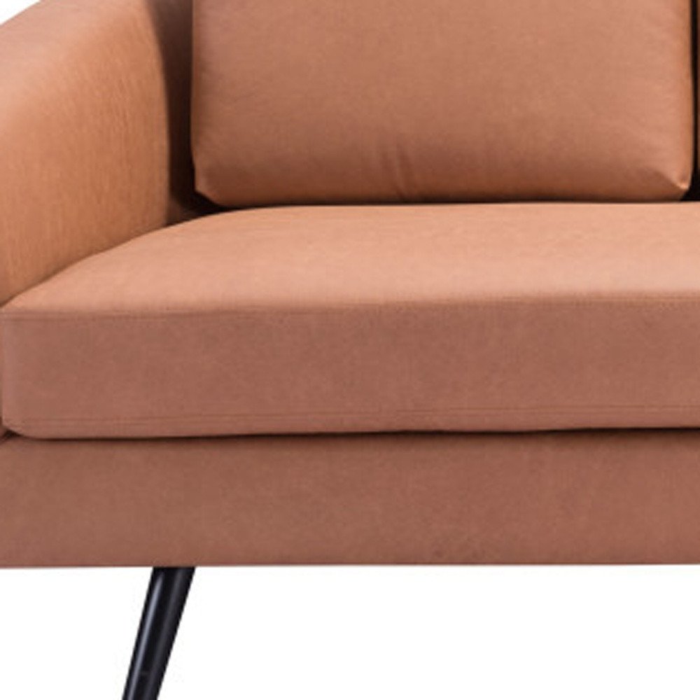 Brown Faux Leather Sofa with Black Legs - 79-inch