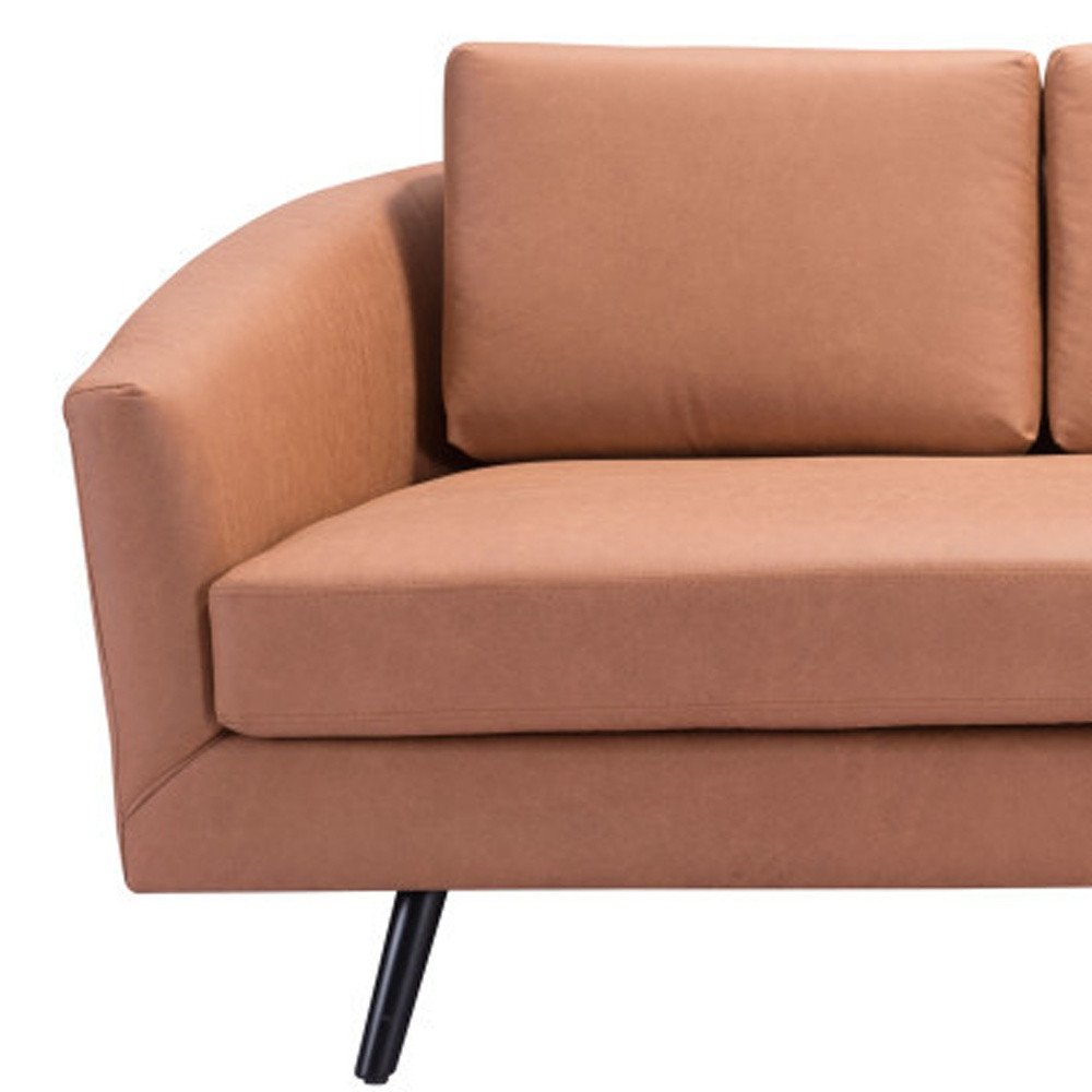 Brown Faux Leather Sofa with Black Legs - 79-inch