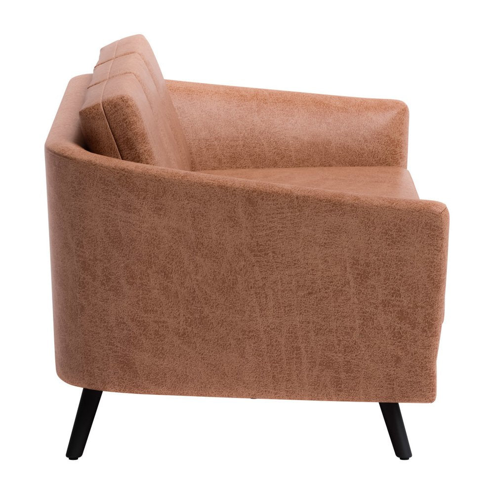 Brown Faux Leather Sofa with Black Legs - 79-inch