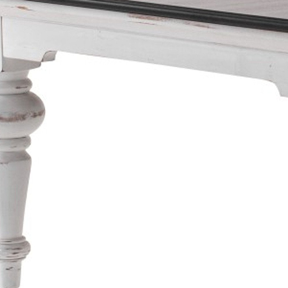 Brown and White Wood Square Distressed Coffee Table - 39-inch
