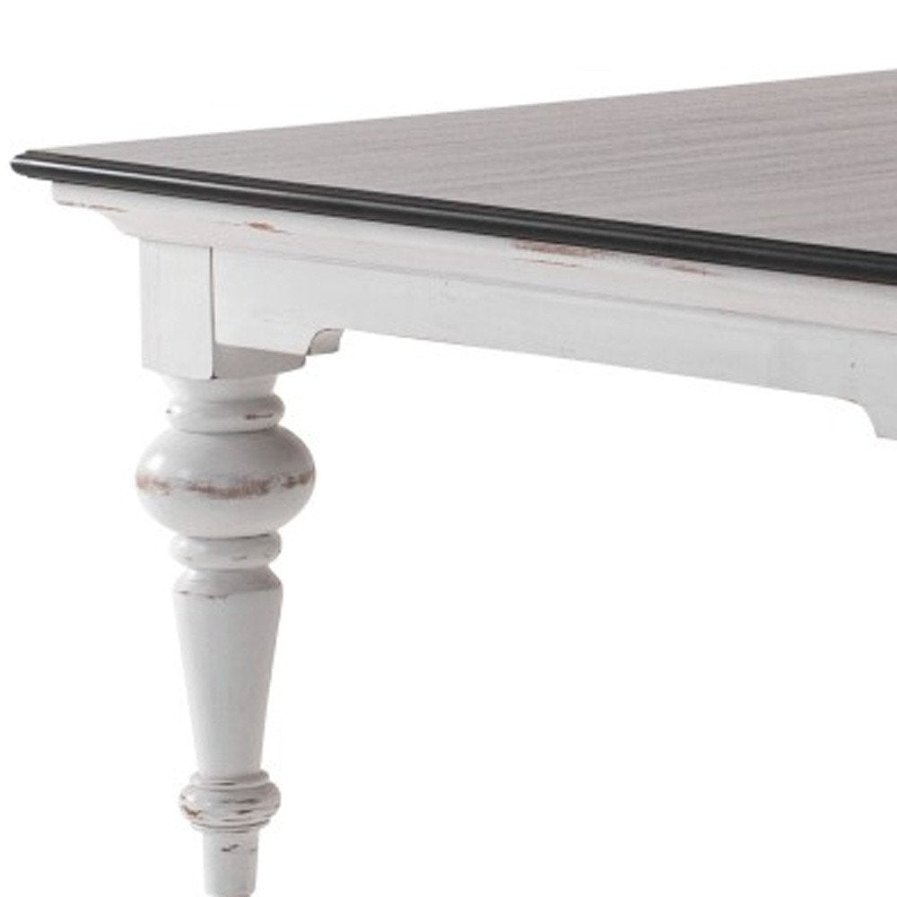 Brown and White Wood Square Distressed Coffee Table - 39-inch