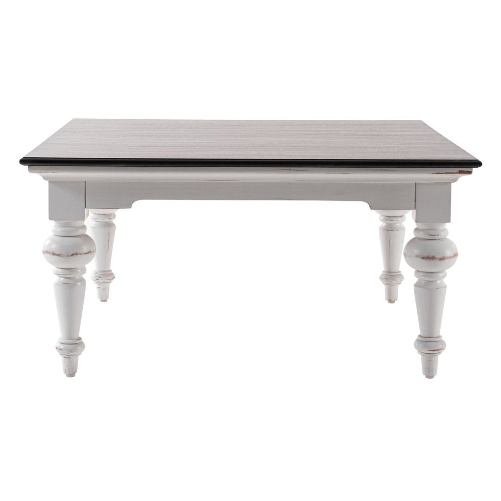 Brown and White Wood Square Distressed Coffee Table - 39-inch