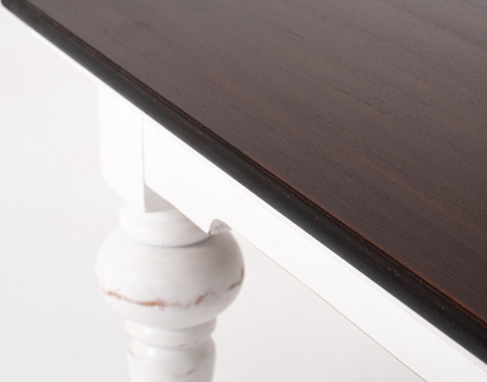 Brown and White Wood Square Distressed Coffee Table - 39-inch