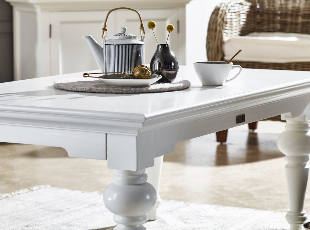 White Solid Wood Coffee Table - 47-inch