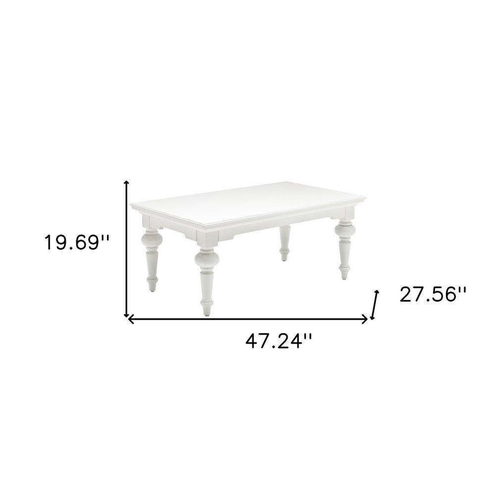 White Solid Wood Coffee Table - 47-inch