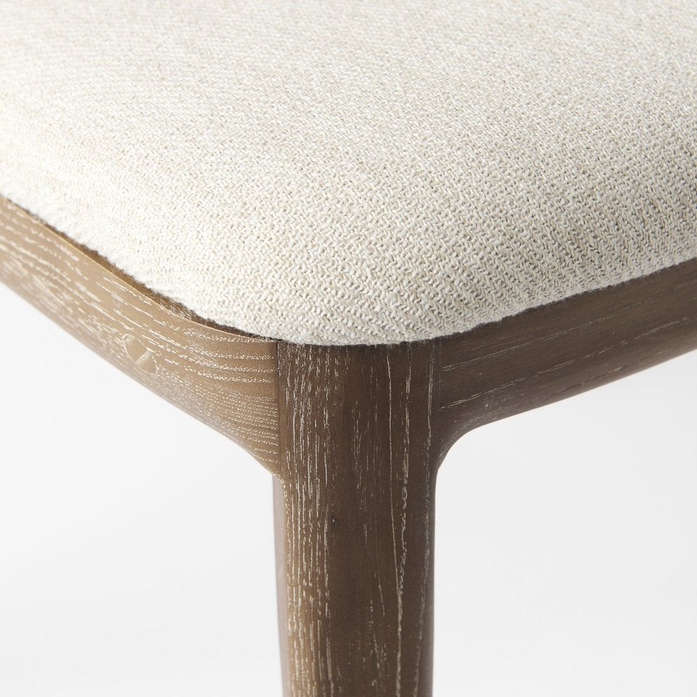 Set of Two Cream and Brown Upholstered Fabric Cross Back Side Chairs