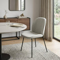 Set of Two White and Black Upholstered Fabric Dining Side Chairs