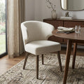Ivory and Brown Mid Century Wingback Dining Chair