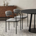 Set of Two Gray and Black Fabric Dining Arm Chairs