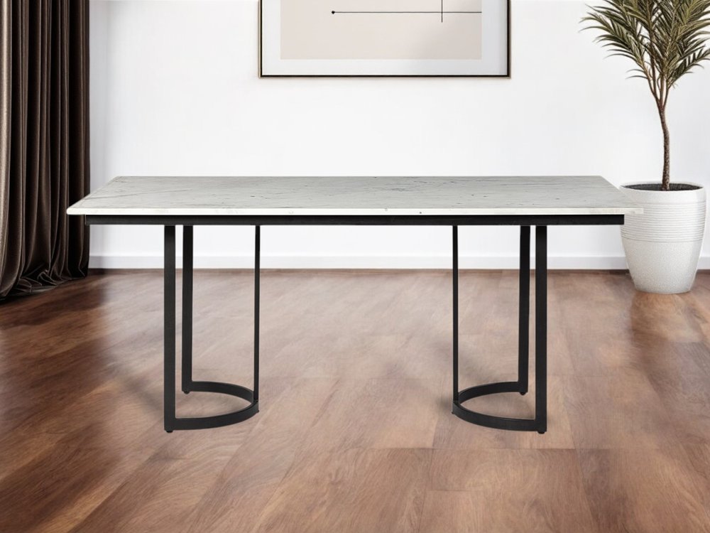 White and Black Dining Table - 71-inch