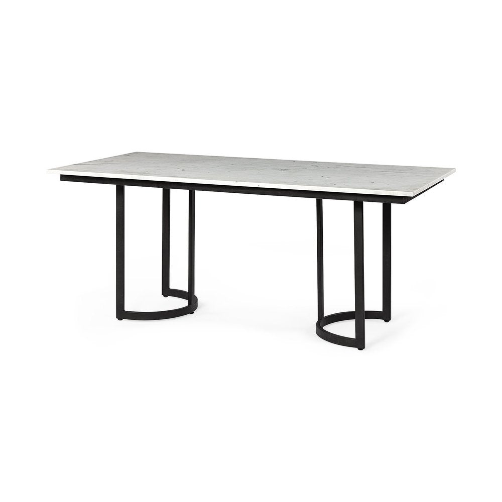 White and Black Dining Table - 71-inch
