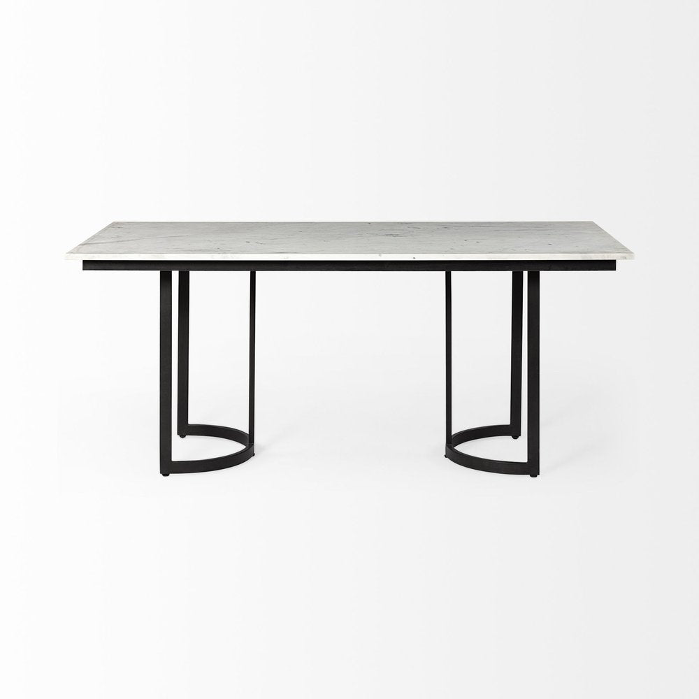 White and Black Dining Table - 71-inch